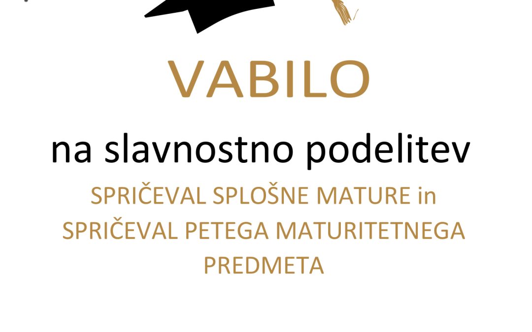 Vabilo na slavnostno podelitev spričeval splošne mature